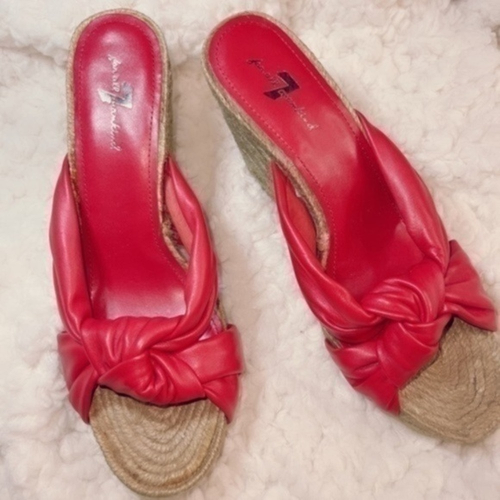 7 For All Mankind Red Bow Espadrilles Size 7